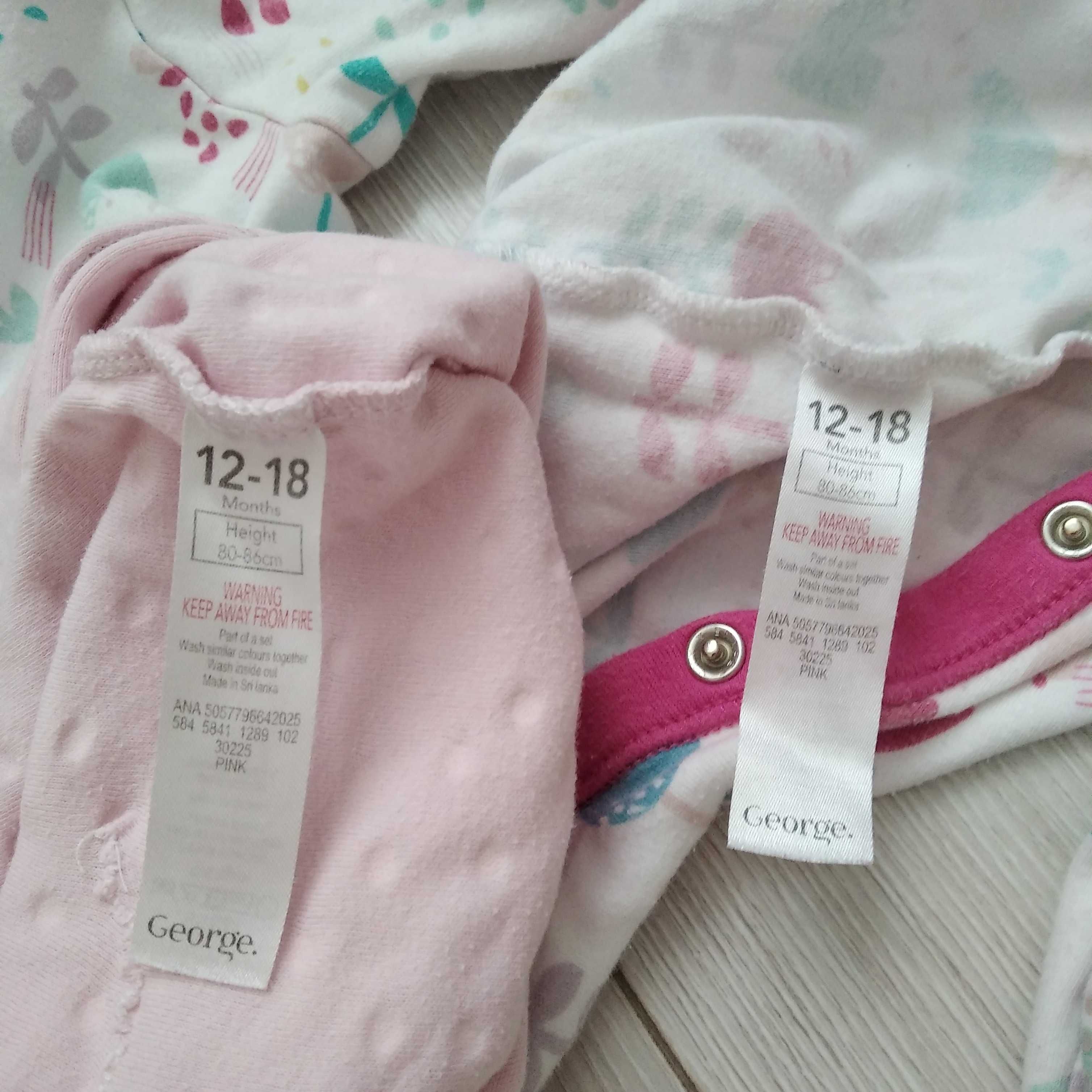Zestaw komplet pajac bawełniany piżamy niemowlęce dziewczęce 74 80