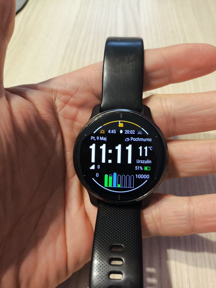 Smartwach Garmin Venu 2 plus, czarny, opakowanie, ładowarka, instrukcj