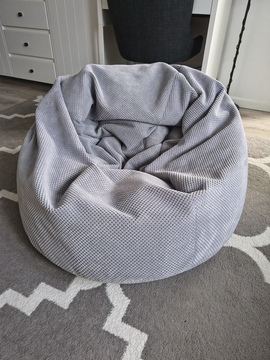 Pufa fotel sako worek poduszka z podnóżkiem duża xxl szara