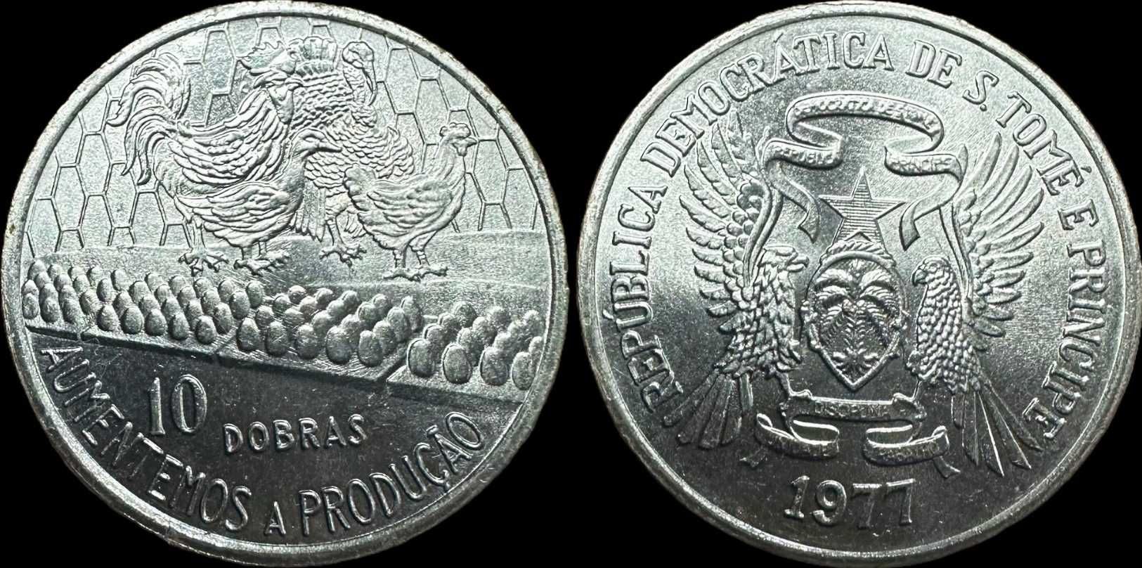 Moeda de 10 Dobras - 1977 - São Tome e Príncipe - FAO