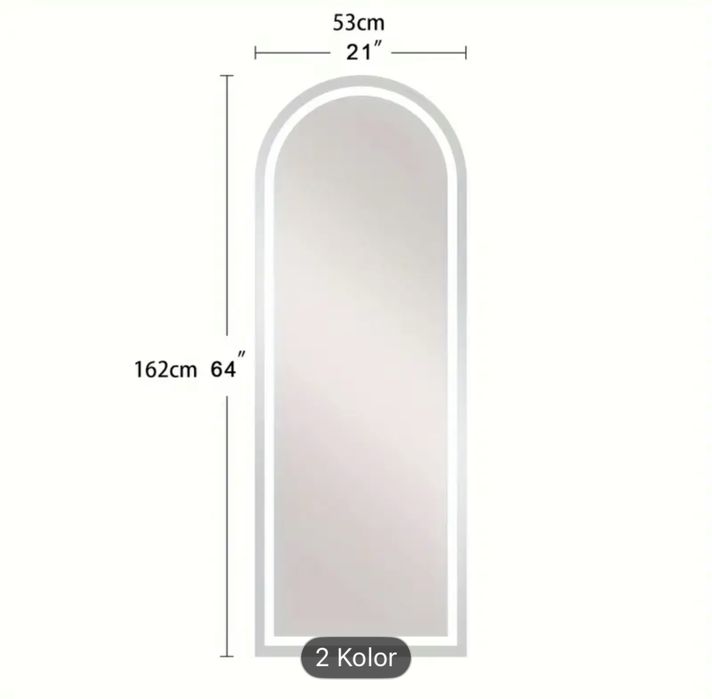 Lustro stojace w zlotej ramie polokragle owalne 162x53cm