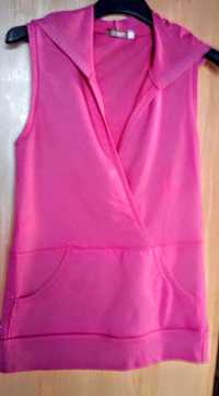 Túnica rosa em algodão com capuz cruza no peito Tam: S