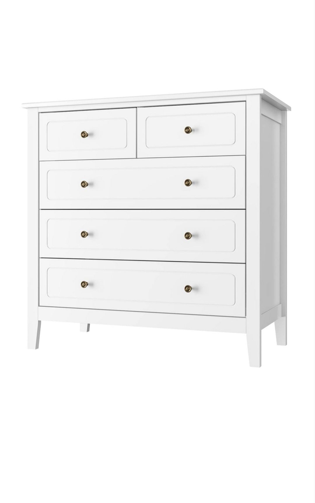 FOREHILL Biała Komoda 5 Szuflad 80x40x80 cm do Sypialni i Salonu