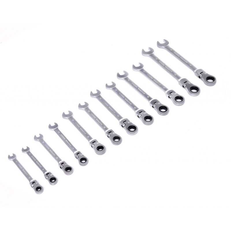 KRAFT&DELE Klucze Płasko Oczkowe Z Grzechotką Łamane 8-19mm KD11304