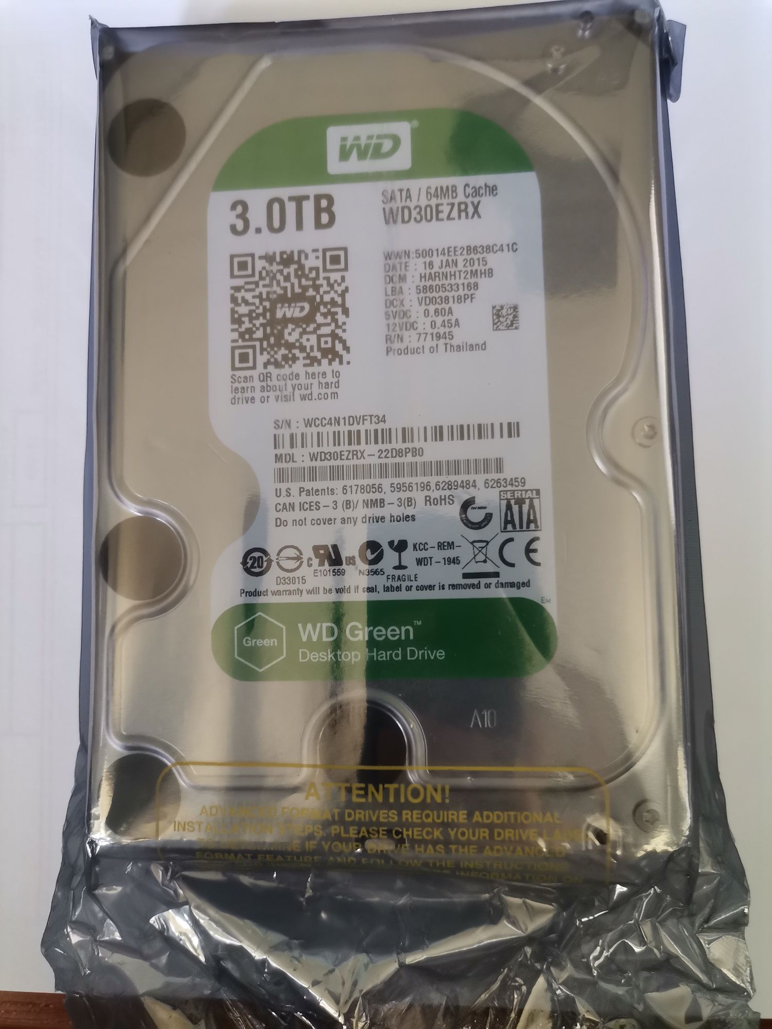 Жесткий диск Western Digital Green 3TB  SATA III WD30EZRX-FR)