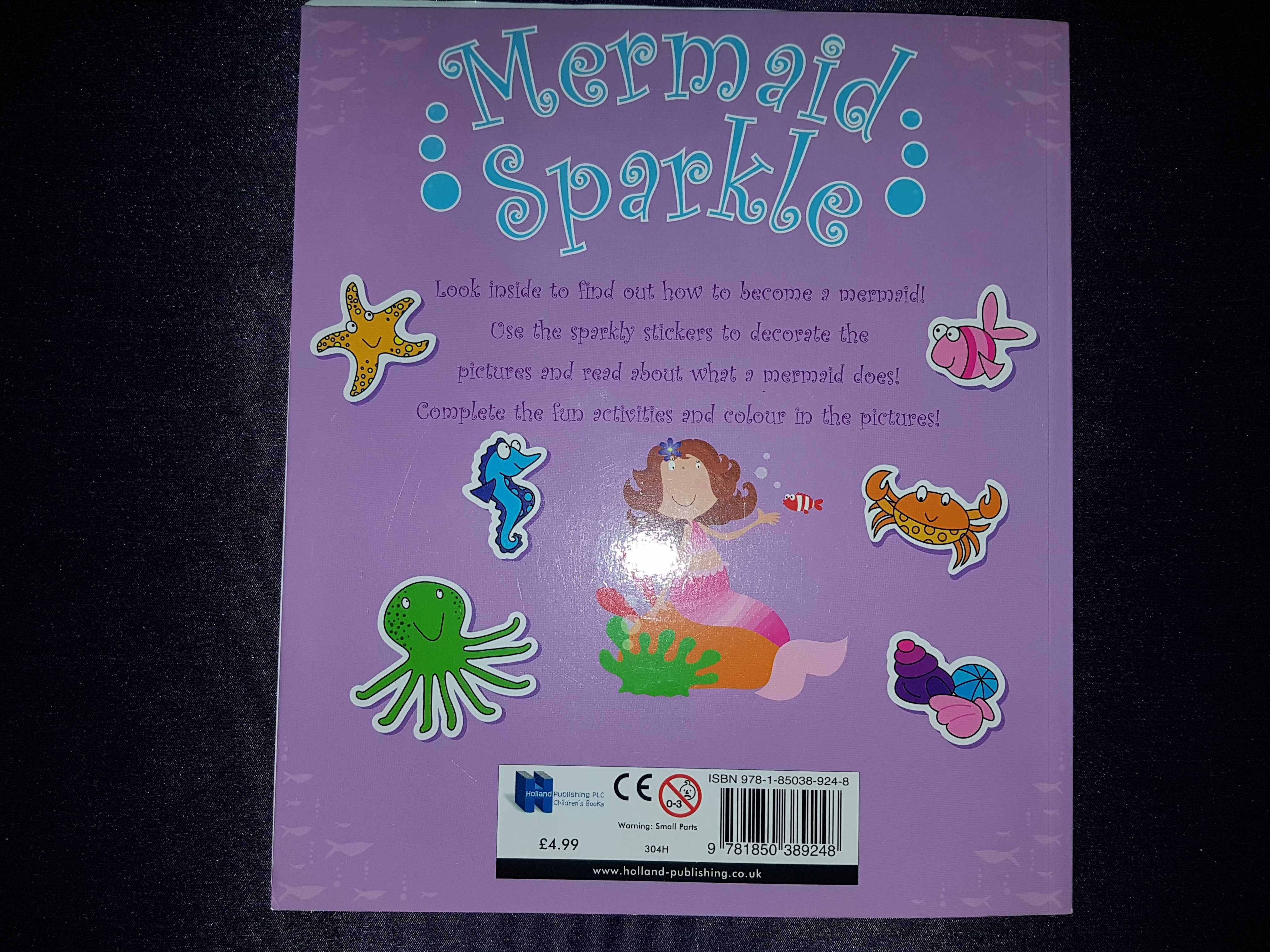 Mermaid Sparkle Syrenki KOLOROWANKI naklejki brokatowe english 31 str