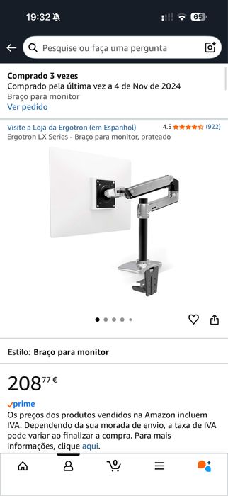 Suporte monitor ergotron topo de gama .