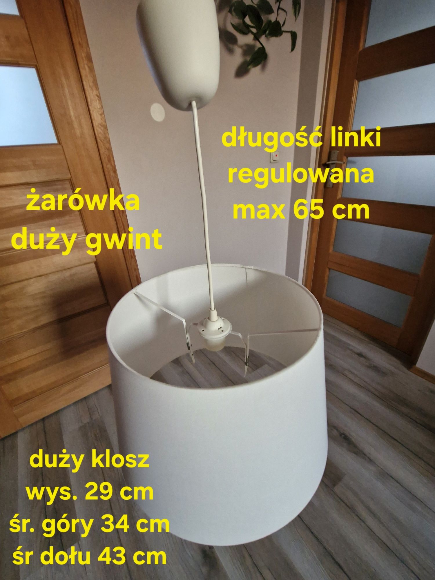 Dwie lampy wiszące białe klosze kpl salon jadalnia