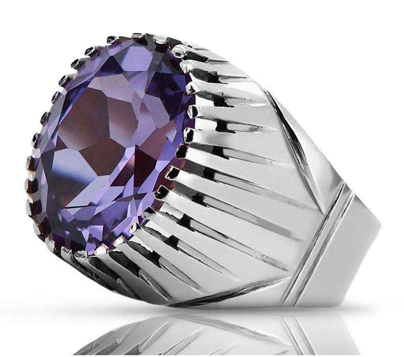 Srebrny pierścionek Rosyjski 925 z Aleksandrytem vrc048s Vintage Wawa