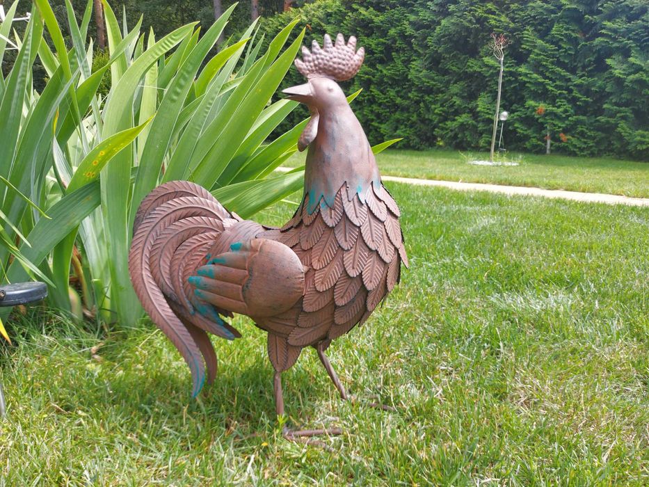 Ozdobna figura ogrodowa metalowa kogut wys. 47cm