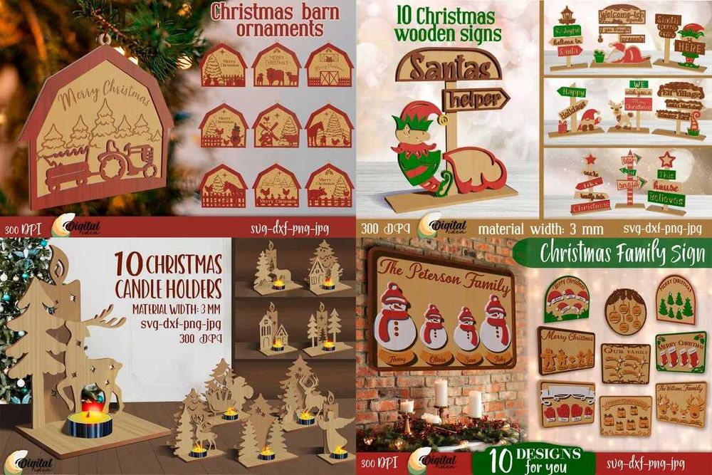 306 Ficheiros decorações de natal para máquinas a laser ,CNC, mdf