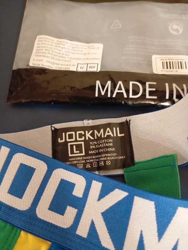 Męskie stringi z kolorowymi wstawkami jockstrap