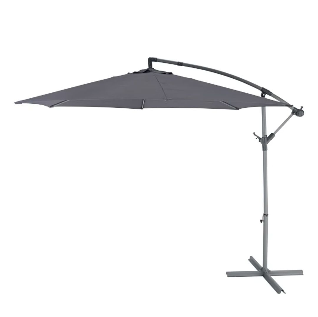 Parasol ogrodowy uchylny ma korbkę szary 300 cm