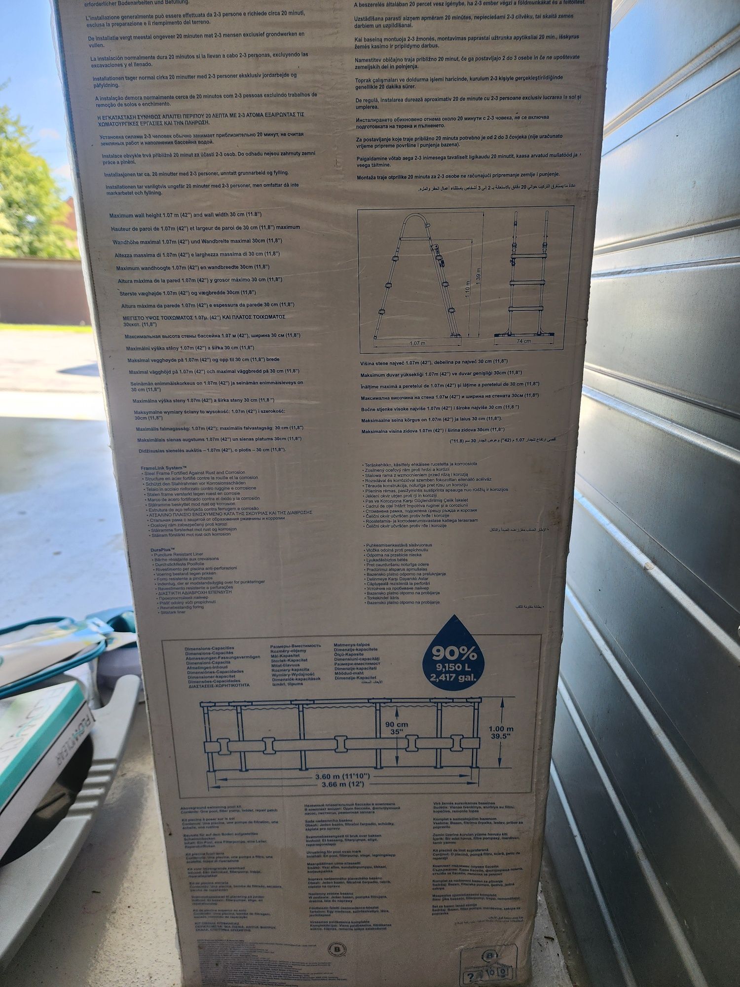 Basen BestWay Duży 3.66x1.00M + drabinka, filtr, nakrycie i termometr