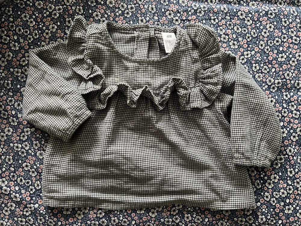 Bluzka w pepitkę z falbanką H&M 68