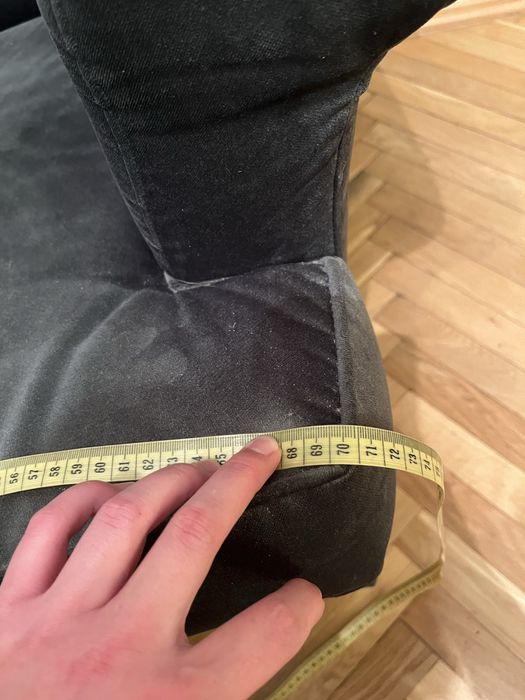 Fotel uszak welurowy Black Red White