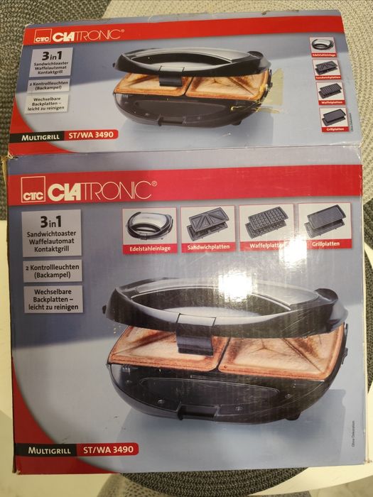 Мультимейкер 3 в 1 Clatronic, вафельниця,гриль,бутербродниця