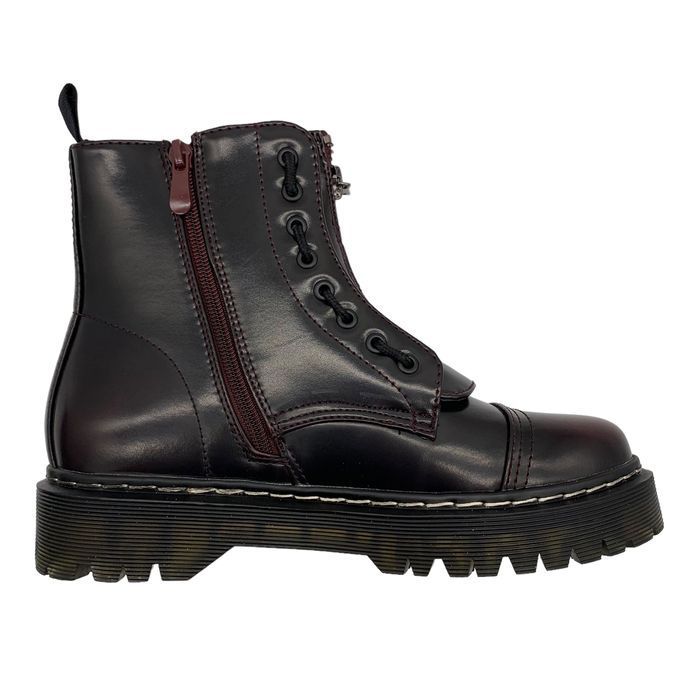 Buty damskie r. 38 botki sznurowane bordowe glany gruba podeszwa 2 w 1