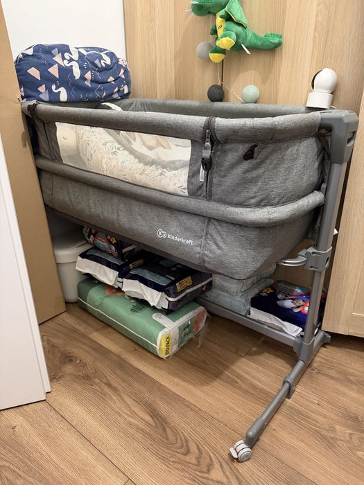 Kinderkraft Neste Up Łóżeczko Dostawne Grey Melange Dostawka