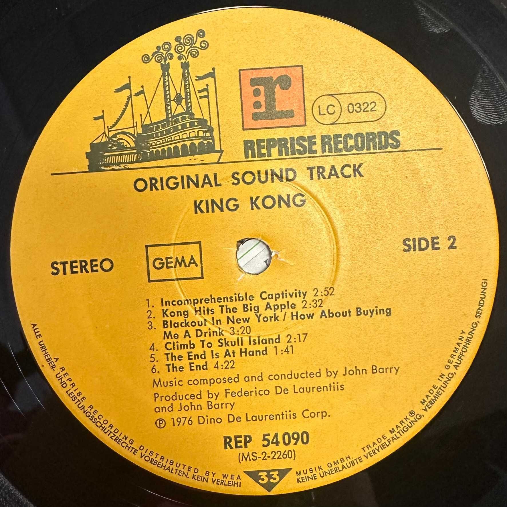 King Kong Soundtrack (Vinyl, 1976, Germany)