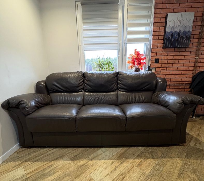 Kanapa skórzana z funkcją spania Meble Bydgoskie