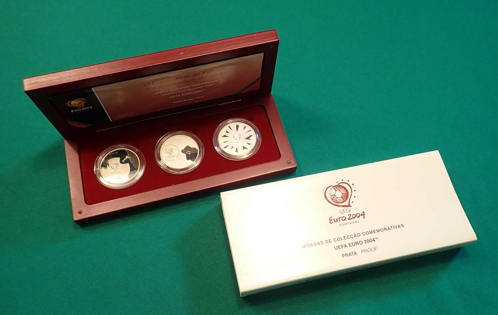 Moedas 8 euros 2004 UEFA O espetáculo do Futebol Prata Proof
