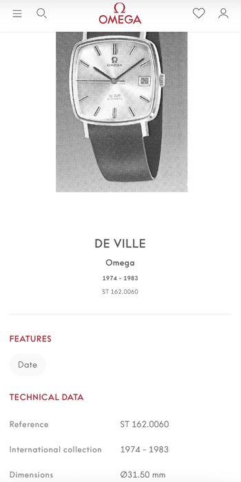 Omega De Ville automatic cal.1012,  prod. 1974 ‑ 1983