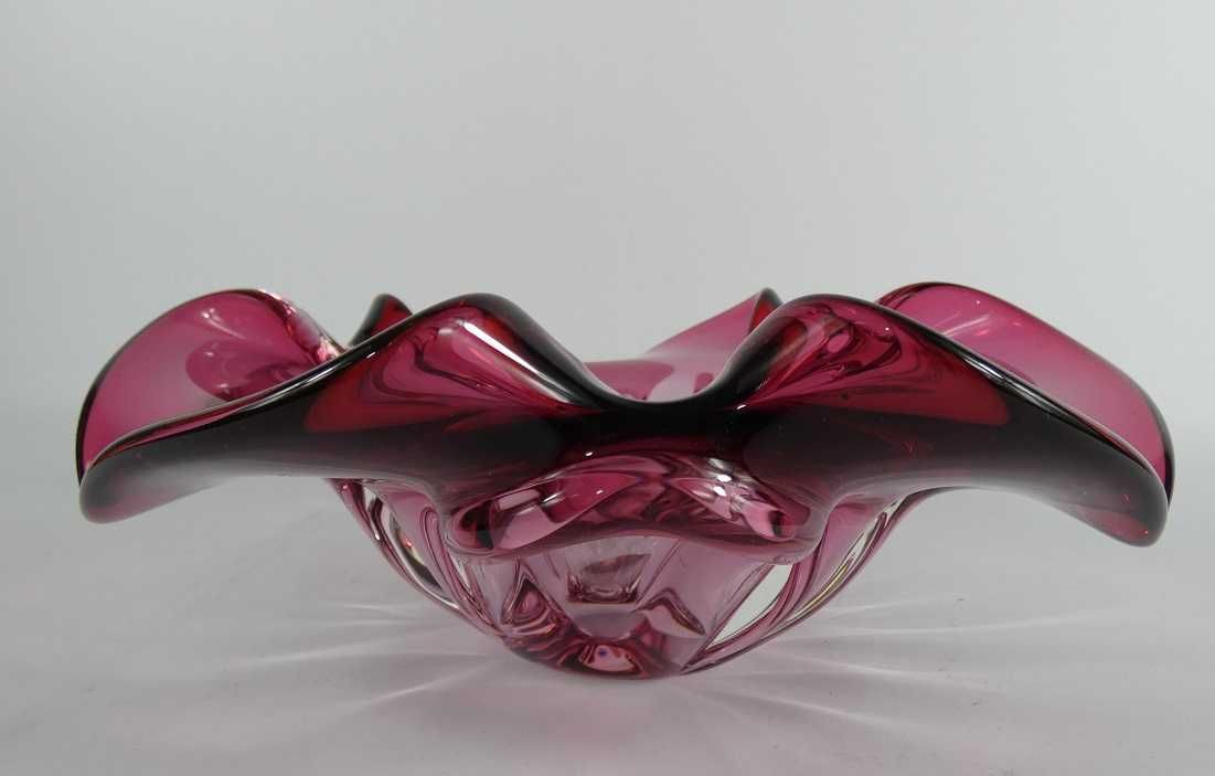 Kryształowa różowa PATERA szkło kryształ misa MURANO