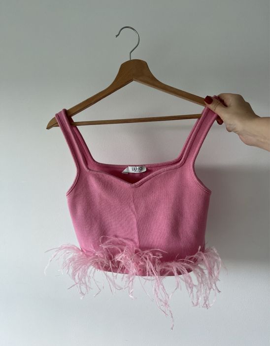 Rózowy damski top z piórami Ton женский с перышками