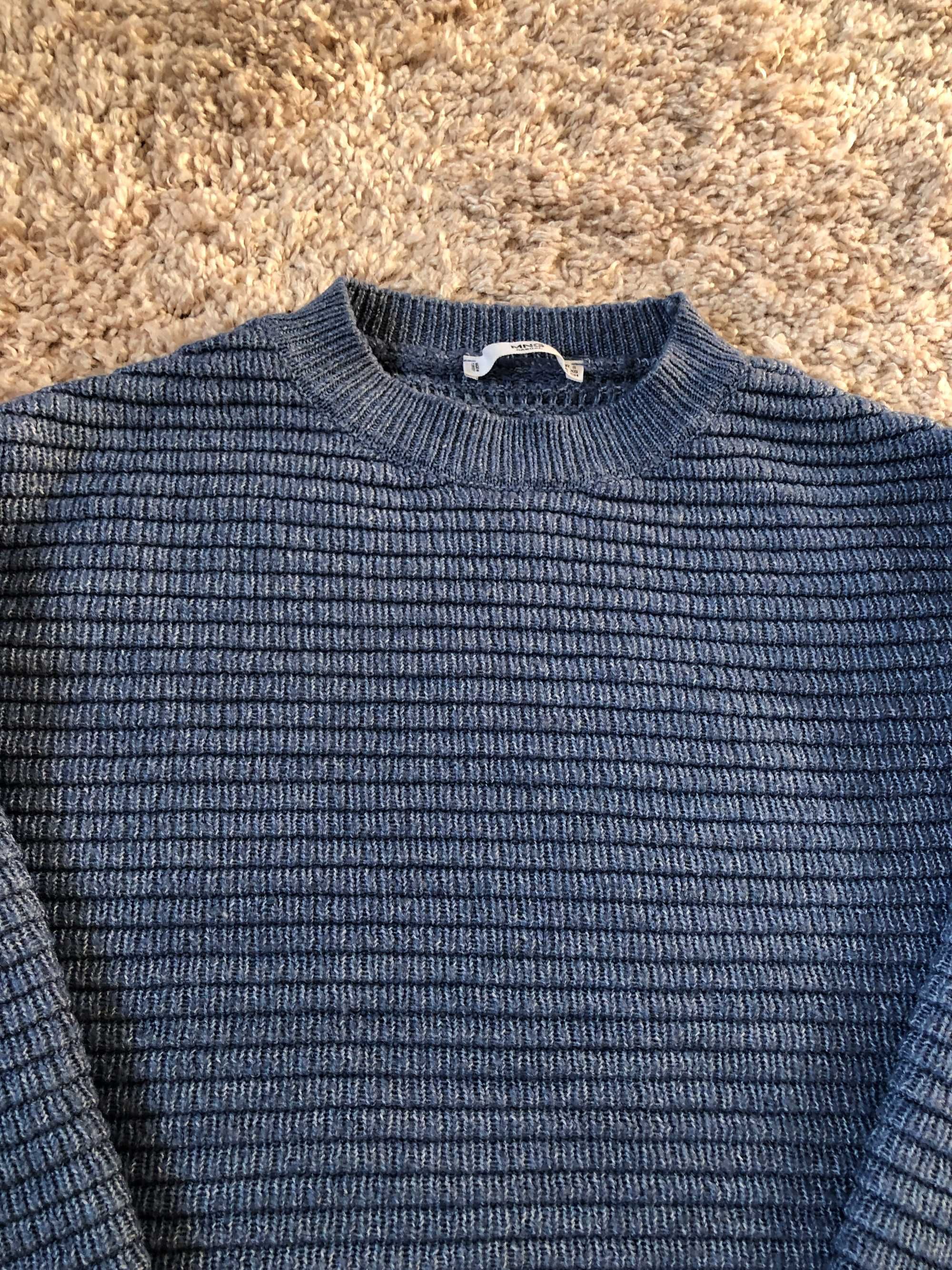 Sweter Mango MNG casual błękitny niebieski S zimowy dzianina