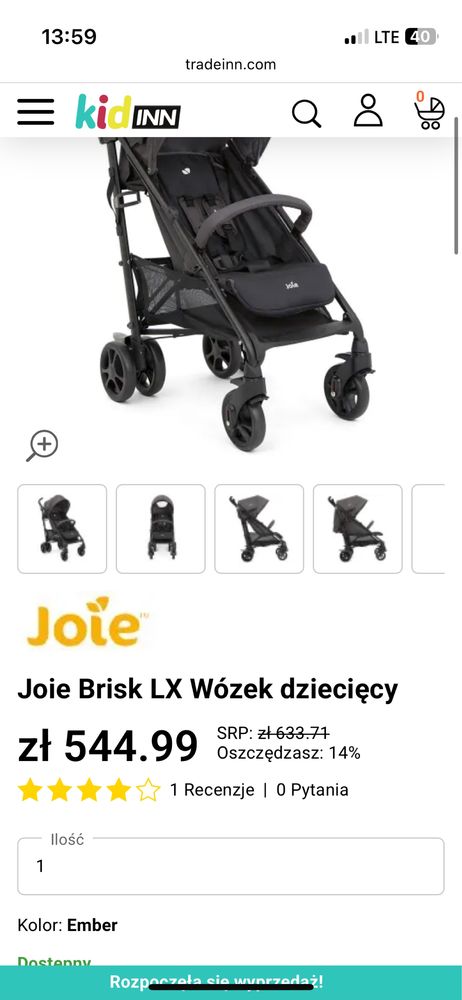 Wózek spacerówka parasolka Joie Brisk LX Wózek dziecięcy