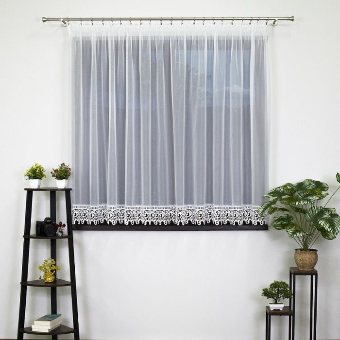 Firanka woal gotowa z gipiurą 400x150 cm biała