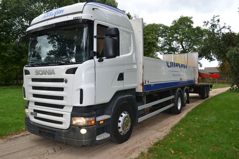 Scania R 420 TRZECIA OŚ SKRĘTNA ZESTAW PLATFORMA 2x7.75 m KLIMATYZACJA  KLIMATYZACJA skrzynia biegów OPTICRUISE ze sprzęgłem RETARDER