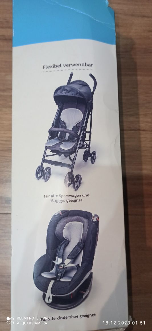 Komfortowa nakładka na fotel lub wózek dla niemowląt,przeciwpotna.