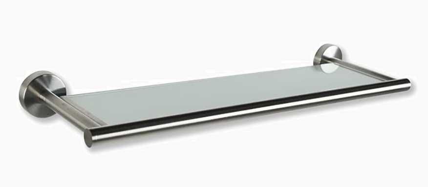 Półka łazienkowa, satynowa półka i rama ze stali  srebrna