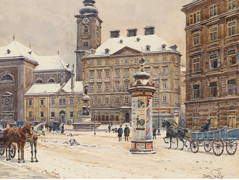 Wiedeń w Litografii, okres Cesarstwa Austrii, wymiar 57,5cm x 43,5cm