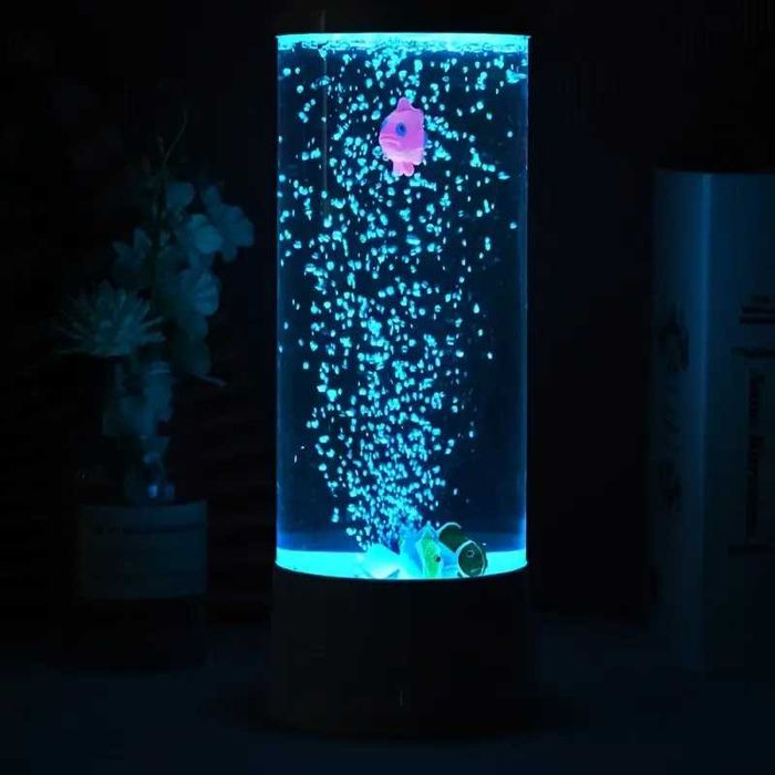Ночник Аквариум с плавающими рыбками» Bubble Lamp, 7 цветов RGB