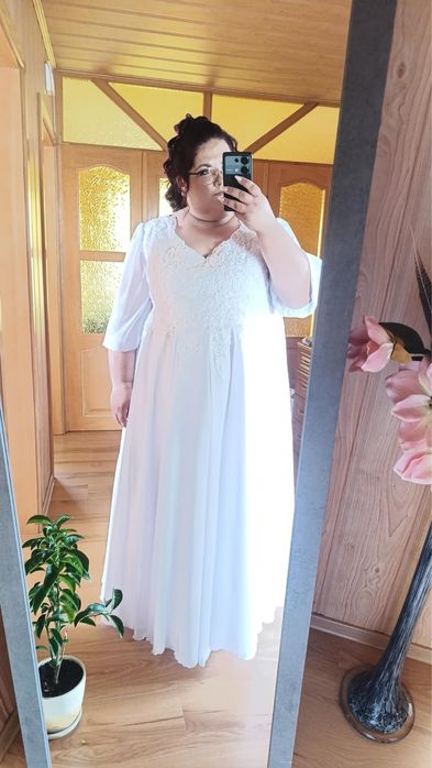 Suknia ślubna plus size 7xl z koronką