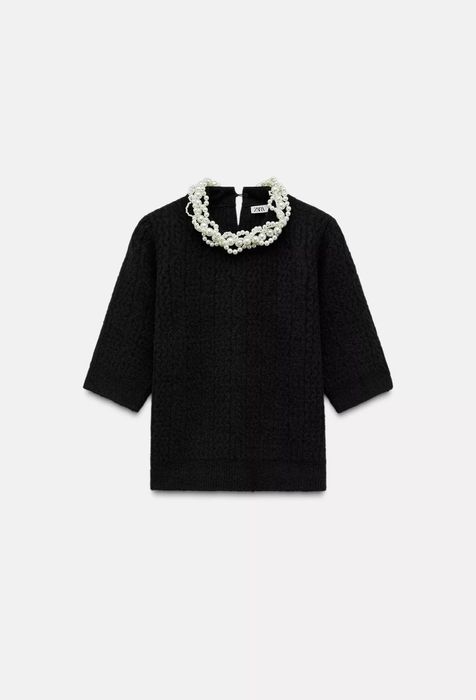 Светр-блуза з перлинами Zara M