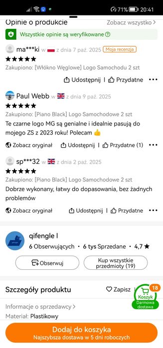 Nakładka logo MG ZS 2023