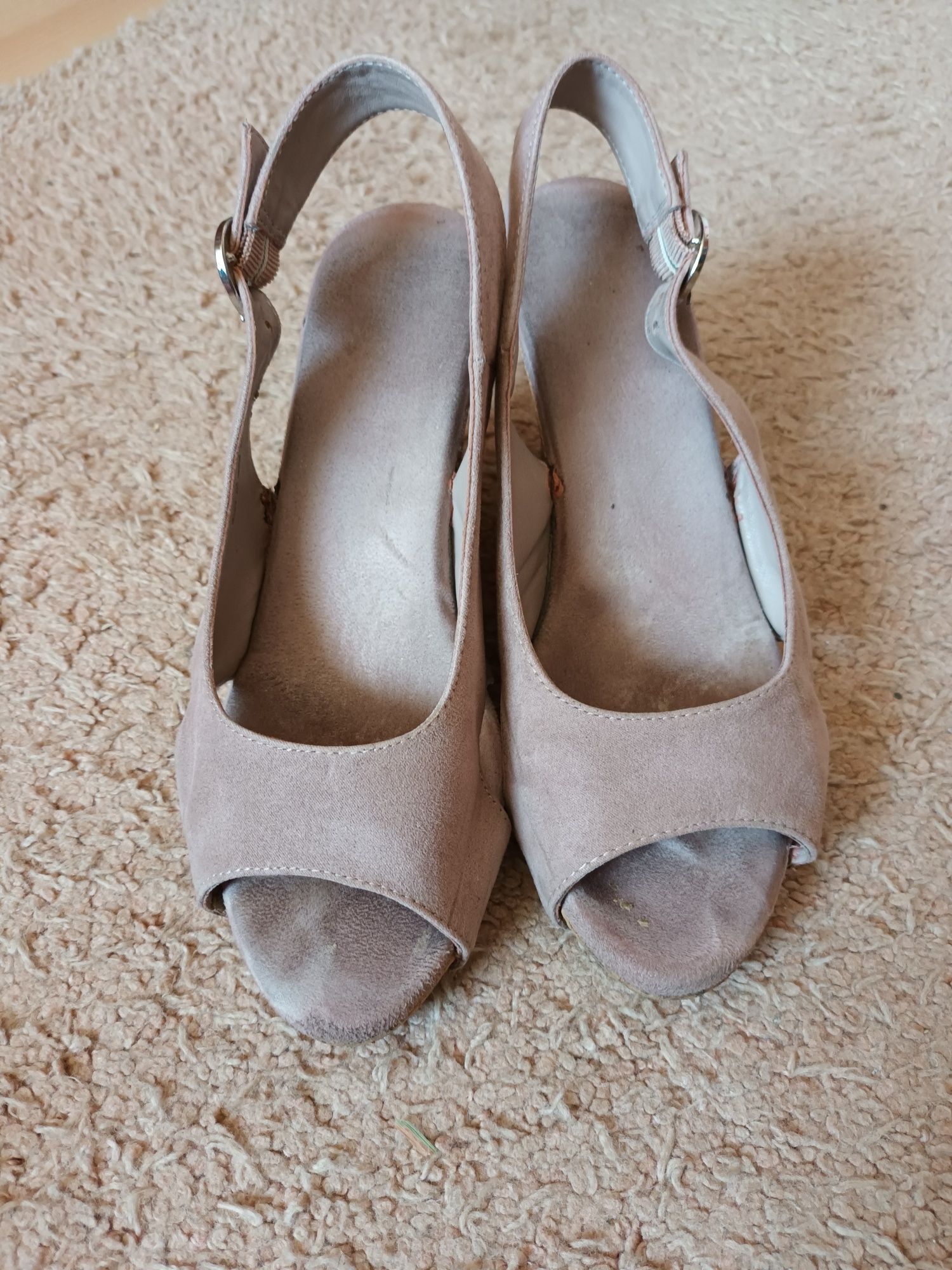 buty na koturnie zgaszony fiolet buty damskie fioletowe