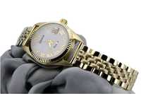 Złoty zegarek damski 14k Geneve z perłową tarczą lw020ydpr&lbw008y W