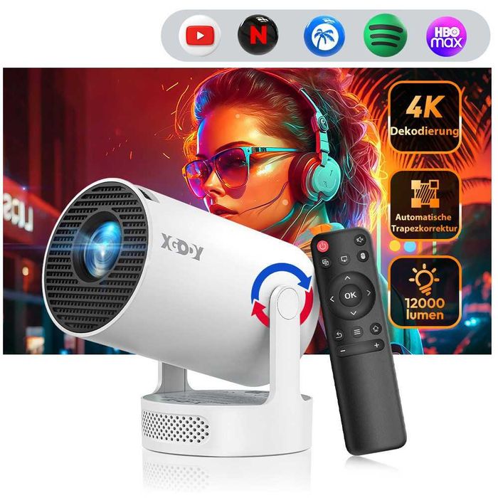 Projektor XGODY Gimbal 3S Android 11 WiFi6 Bluetooth 4K 12000 Lumenów