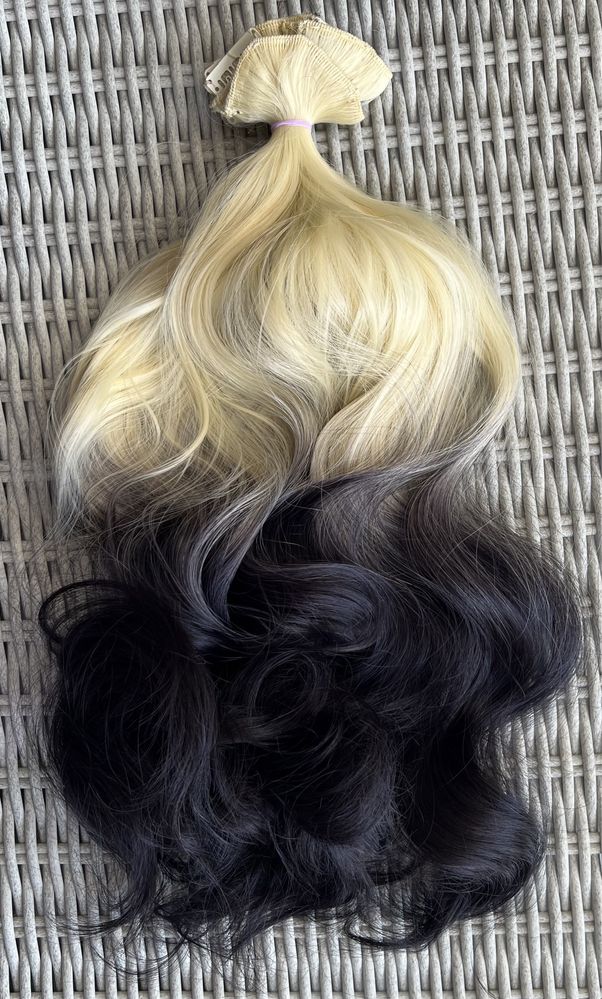 Premium Ultra włosy doczepiane, blond / czarny /ombre clip in loki