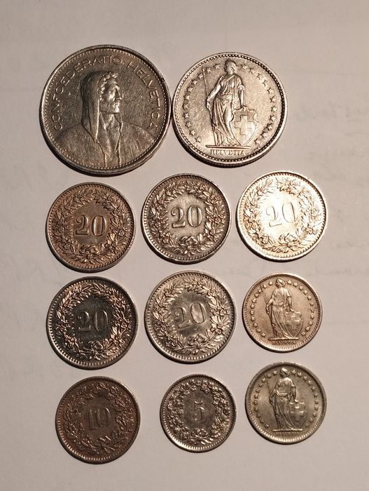 Moedas da Suiça de 1952 a 1981