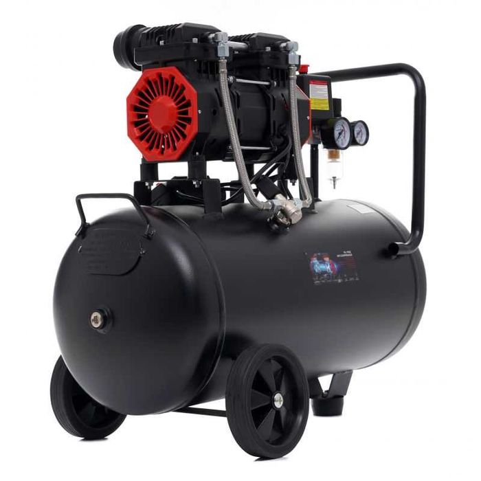 Kompresor bezolejowy sprężarka powietrza 2-TŁOKI 50L 1500W + separator