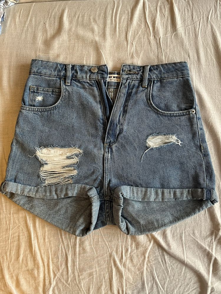 Shorty jeansowe z wysokim stanem