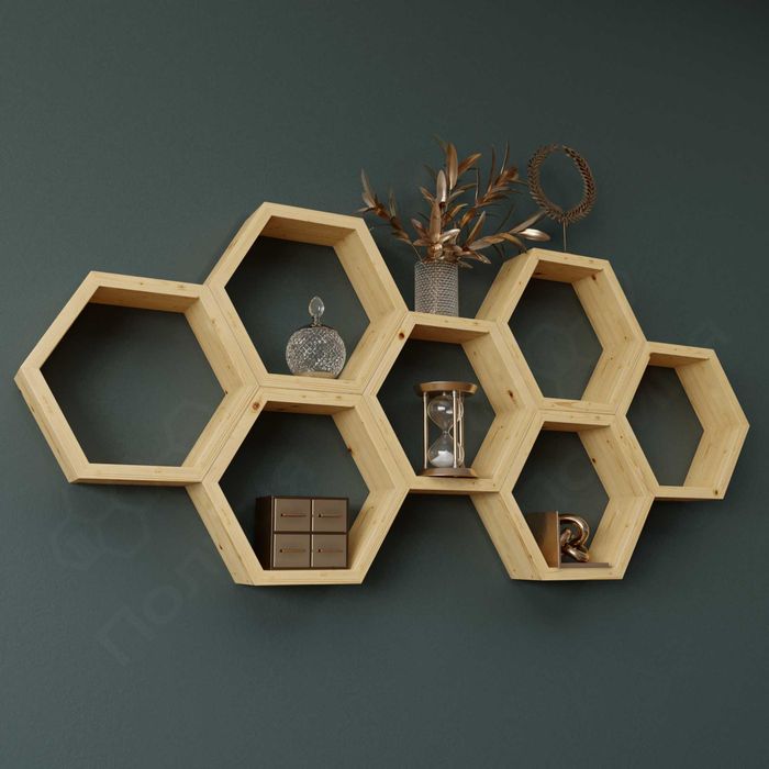 полички соти, полочки декор панно, для книг, шестикутник, стільники