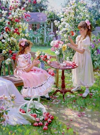 Подружки в саду алмазная вышивка 5D 30x40cm
