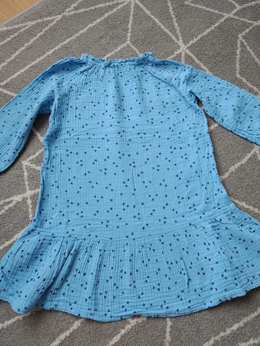 Sukienka r 116 H&M bawełna muślinowa niebieska